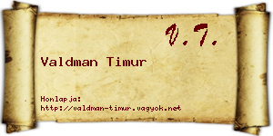 Valdman Timur névjegykártya